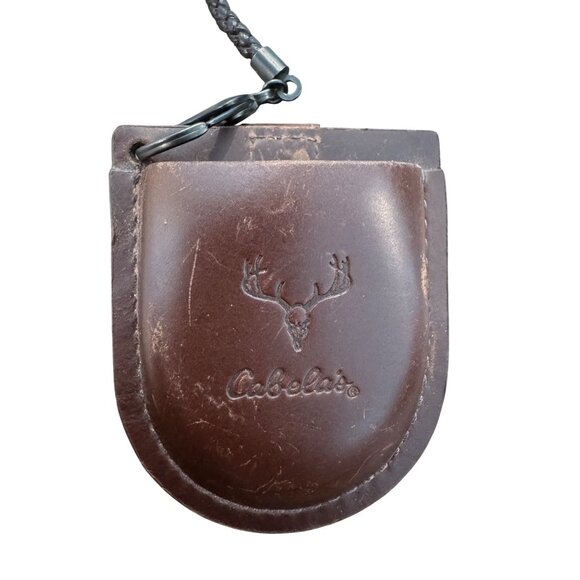 Cabela’s Pocket Watch With Leather Case Japan Movement Black/Brown Outdoor Gear - Picture 2 of 6